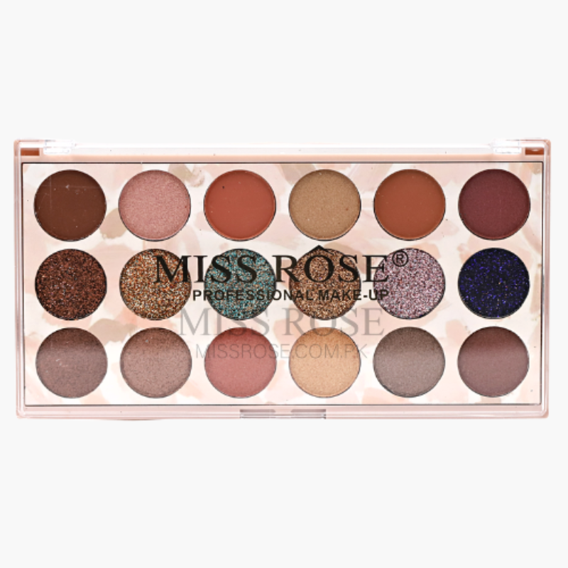 Miss Rose 12 color eyeshadow and 6 color glitter palette (12+6)