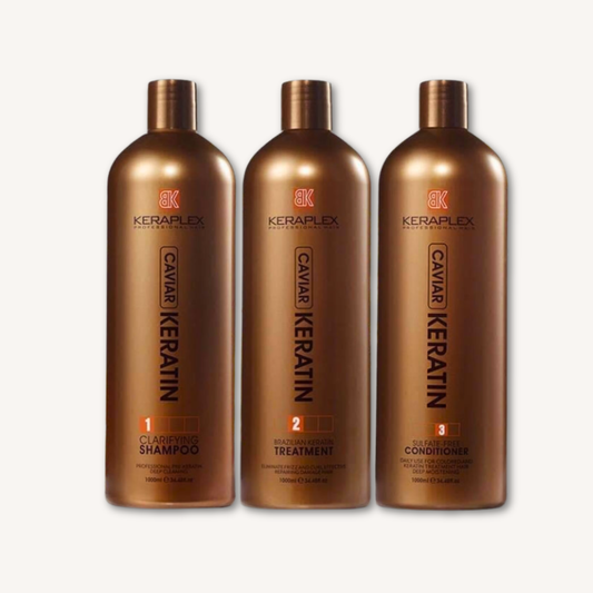 BKBK Keraplex Caviar Brazilian Keratin Hair Treatment Shampoo Sulfate Free Conditioner 3in1 Set