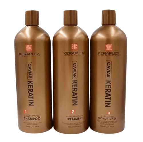 BKBK Keraplex Caviar Brazilian Keratin Hair Treatment Shampoo Sulfate Free Conditioner 3in1 Set