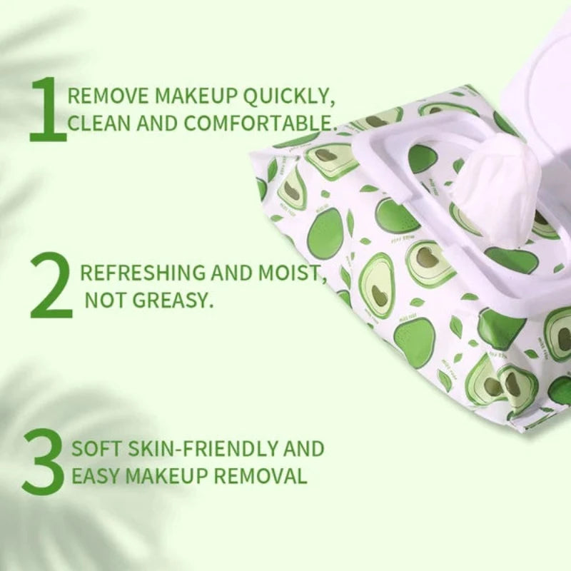 Miss Rose Avocado beauty concept facial cleaning wipes.